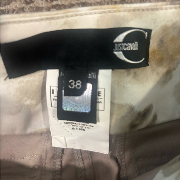 Just Cavalli high rise beige straight leg pats with cargo pockets 38 (us size 2) - Picture 3 of 7